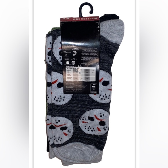 Nightmare On Elm Street & Friday The 13 Crew Socks 2 Pair Men 8-12 Jason Freddy - Picture 3 of 10